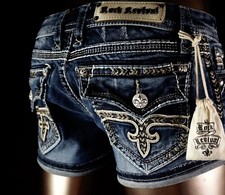 180 Rock Revival Jeans "Anais" Leather Inserts Shorts 29