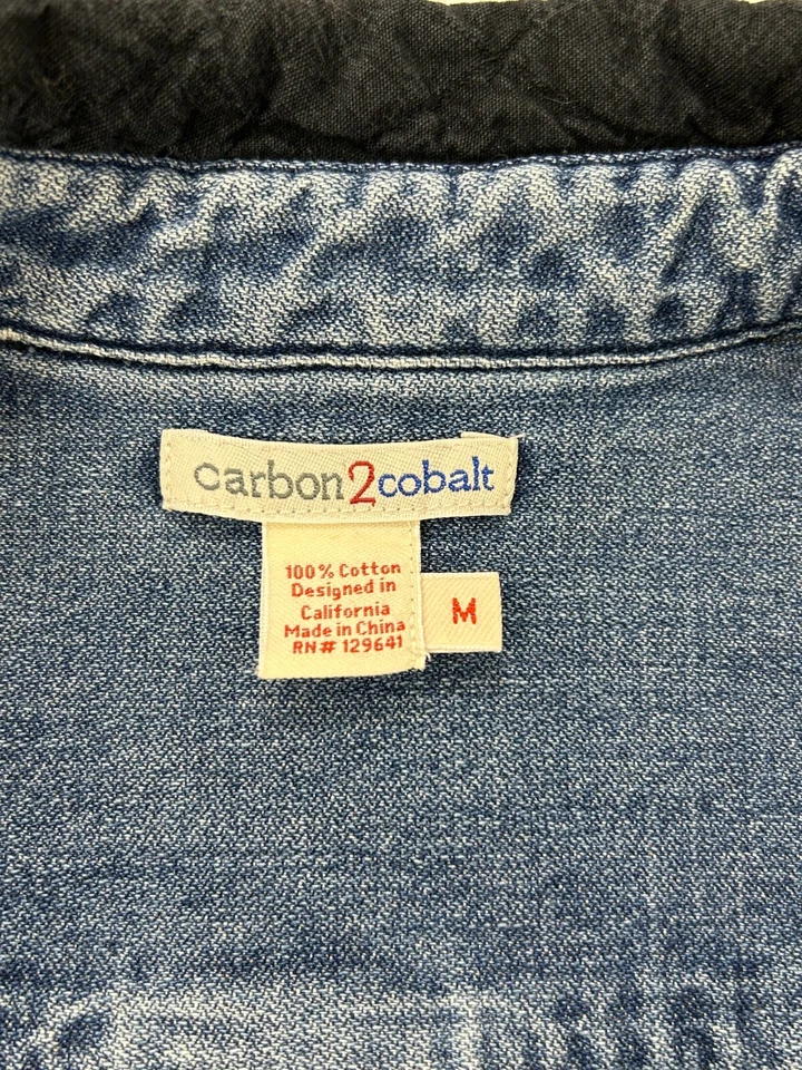 Carbon 2 Cobalt Shirt Men M Button Up Double Layer Shacket Black Thick LS - Image 3 of 4