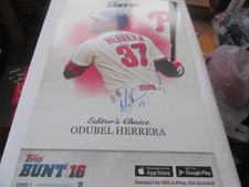 Odubel Herrera Philadelphia Phillies Signed Topps 11x14 Bunt Photo COA