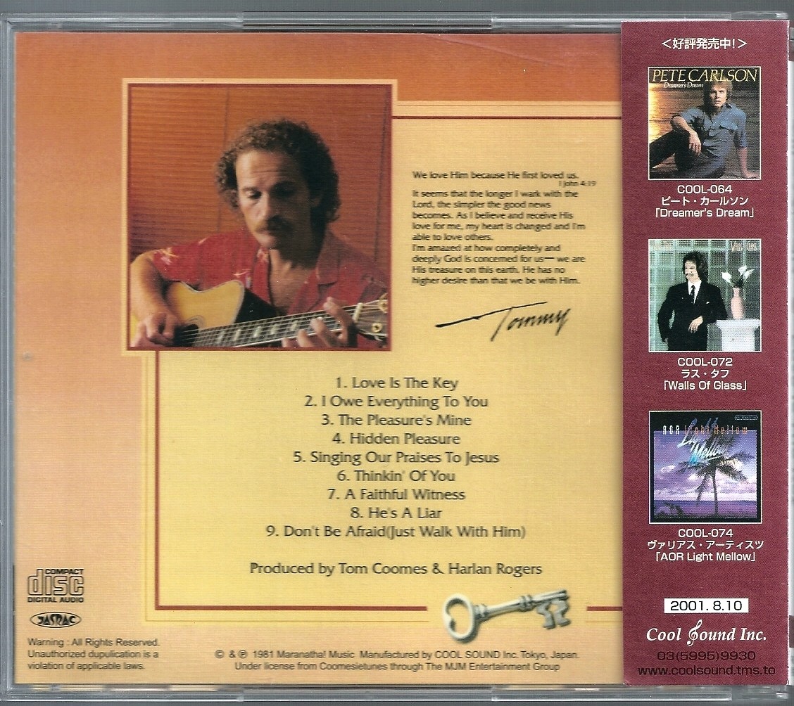 Tommy Coomes Love is The Key Japan CD w/obi sweet comfort band