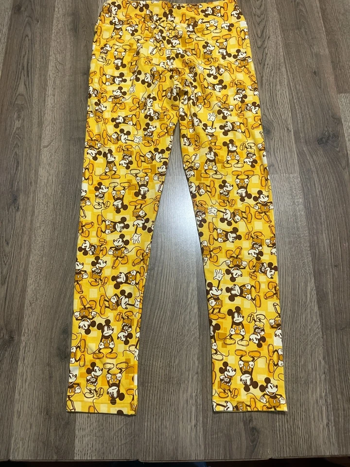 LuLaRoe Leggings, Womens One Size, Yellow Brown, Mickey Mouse, Pull On, Disney - Image 2 of 4