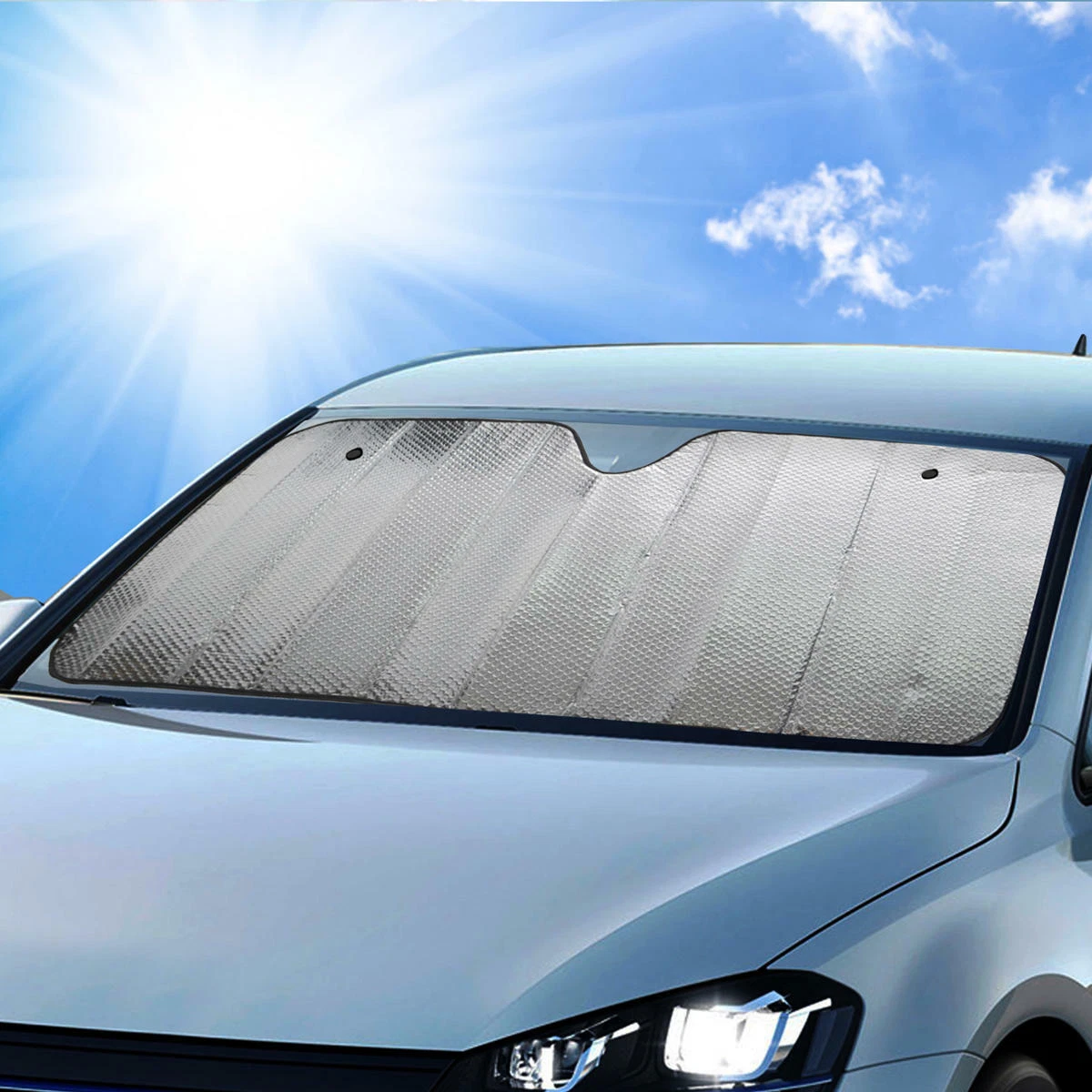 Large Dual Layer Car Auto Sun Shade Windshield Reflector w Suction Cups
