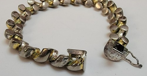 Vintage 925 Sterling Silver Puffy San Marco Macaroni Link Italian Bracelet Italy - Picture 2 of 5