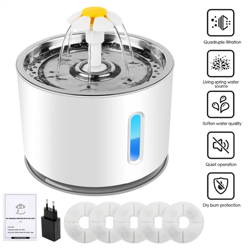 2.4L Trinkbrunnen Haustier Automatisch Wasserspender für Katzen Hunde mit Filter - Bild 1 von 16