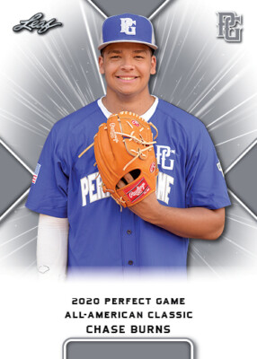 2020 Chase Burns Leaf Perfect Game Nike AA Classic Aflac Game-Day Rookie