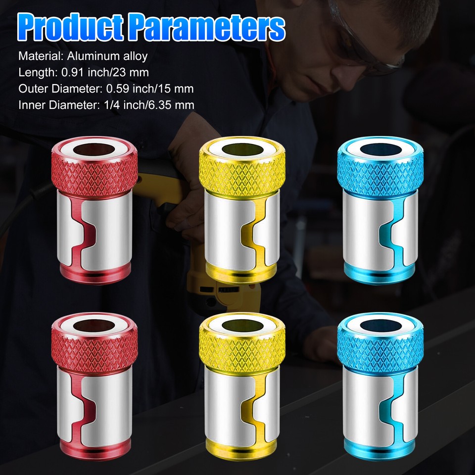 Lot De Douilles De Vissage Aimantées 1/4 Pouce Avec Manchon Anti-dévissage – Bleu Et Jaune, Métal