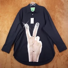 JW ANDERSON X MICHAEL CLARK Shirt Mens Medium Black Button Oversized Peace $690