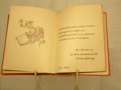 Poesie Album 1952 Tuschzeichnungen Oblate Sprüche Reime Kalligraphie Schrift