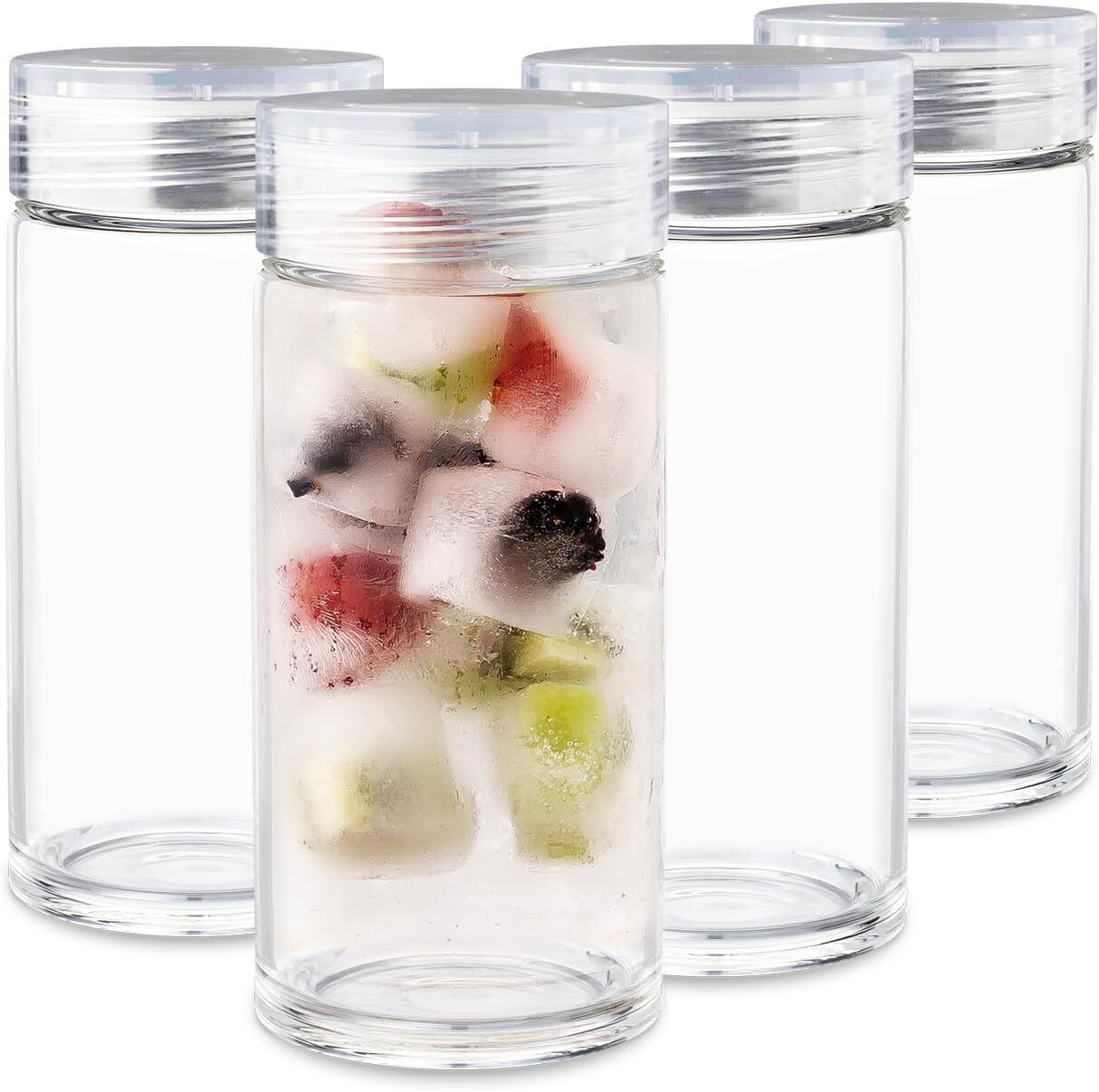 - 4 Pack Wide Mouth Juice Bottles With Clear Lids For Jui...