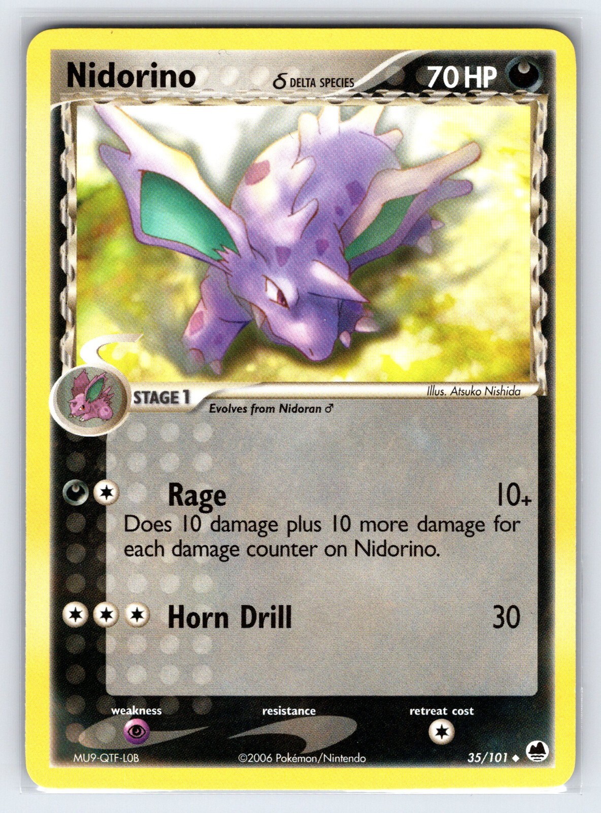 Nidorino Delta Species 35/101 EX Dragon Frontiers Pokemon Card Uncommon - Vlp