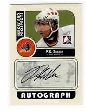 P.K. Subban 2008/09 ITG Heroes and Prospects Auto Card #A-PKS PK Signed