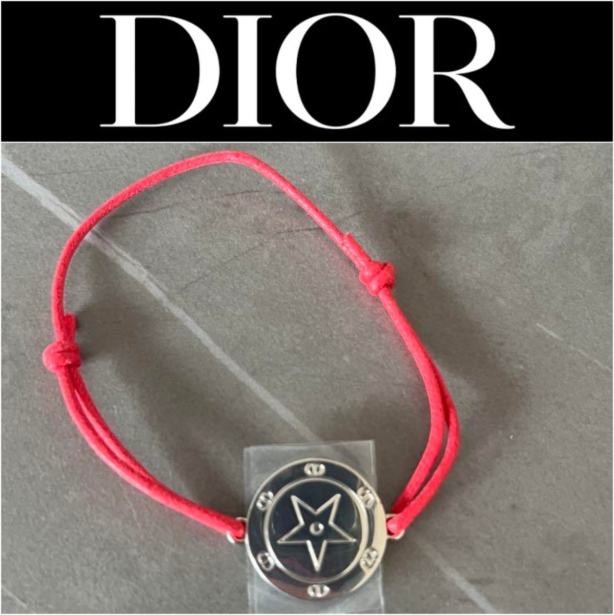 Dior 赤 チャーム付きブレスレット Christian Dior Vintage Charm Bracelet Red Resin Logo Silver
