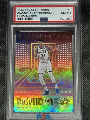 その他 panini GIANNIS ANTETOKOUNMPO RC PSA 8 2019 Panini Illusions Giannis Antetokounmpo #8 Illumination SSP
