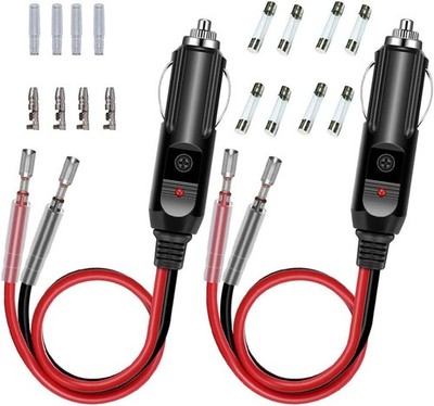 GTIWUNG 2 Pack Car Replacement 12V Cigarette Lighter Male Plug with Leads, 15A