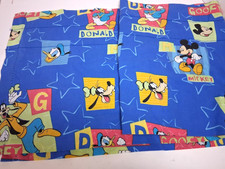 Vintage Disney Mickey Goofy Donald Duck Blue Window Valance 84in x 15in Made USA