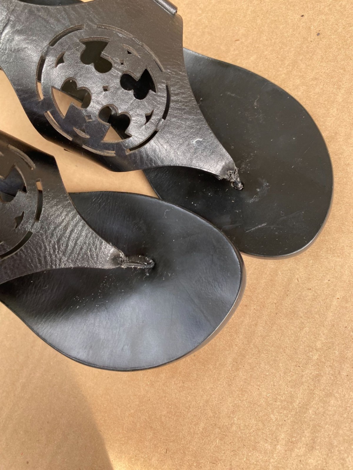 Tory Burch Black Zoey Wedge Sandals Size 6 Leather Ankle Strap Quiet Luxury thumbnail 17