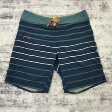 Patagonia Men's Board Shorts 34 Navy Striped Drawstring Surf Swim READ 