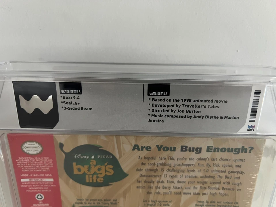 A Bug's Life (Nintendo 64, N64) WATA 9.4 A+ New Sealed Graded CGC VGA PSA 1st - Image 3 of 4