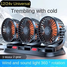 3 Head 360 Adjustable Car Cooling Fan USB 12V 24V Silent Portable Fan