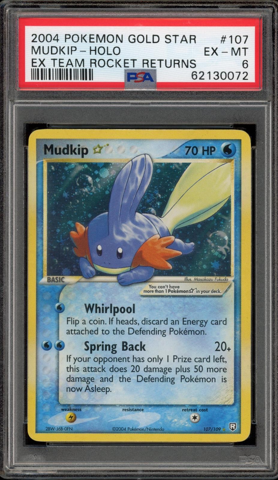 Pokemon Mudkip Holo Team Rocket Returns 107/109 Gold Star PSA 6
