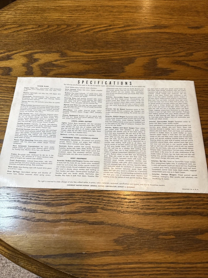 Chevrolet Stileline Fleetline Belair 1950 color venta folleto carpeta original Foto 4 de 4