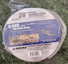 ANCRA 2" x 20' Vehicle Recovery Strap w/Sewn Loops.  16,000lb Break-Strength