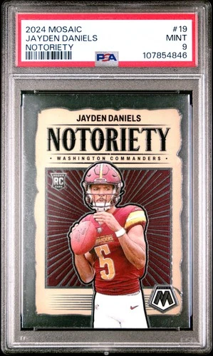 2024 PANINI MOSAIC NOTORIETY #19 JAYDEN DANIELS ROOKIE RC PSA 9