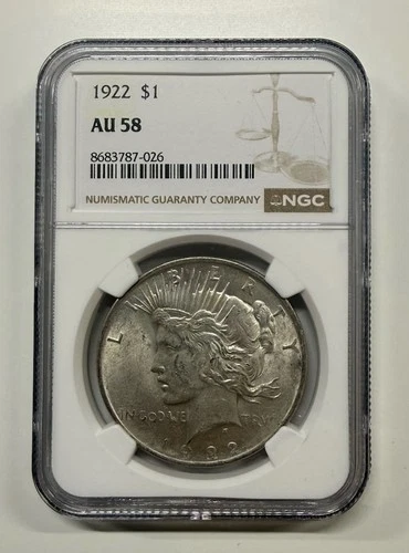 1921 $1 Morgan Silver Dollar NGC AU 58