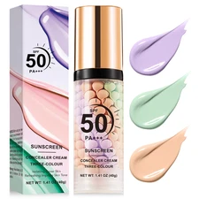 3 in 1 Primer for Face before Makeup,Spf 50, Sunscreen One Step Color Corrector 