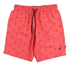 NAUTICA Anchor Print 8" Swim Trunks sz S Small Teaberry Punch Shorts