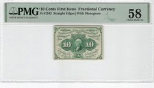 United States 10 Cents Fr-1242 PMG 58