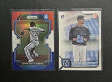 2022 Panini Prizm Edward Cabrera Red White & Blue Prizm RC #102 W/Bonus Bowman