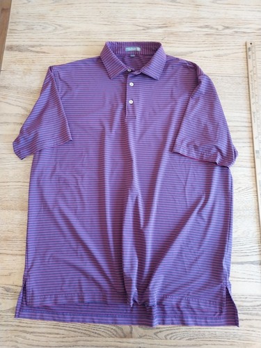 Polo golf Peter Millar estiva comoda uomo taglia XL viola rosa righe manica corta
