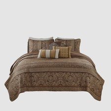 Madison Park Brown Bellagio 6-Pc Jacquard Reversible Quilt Set, King/Cal King'