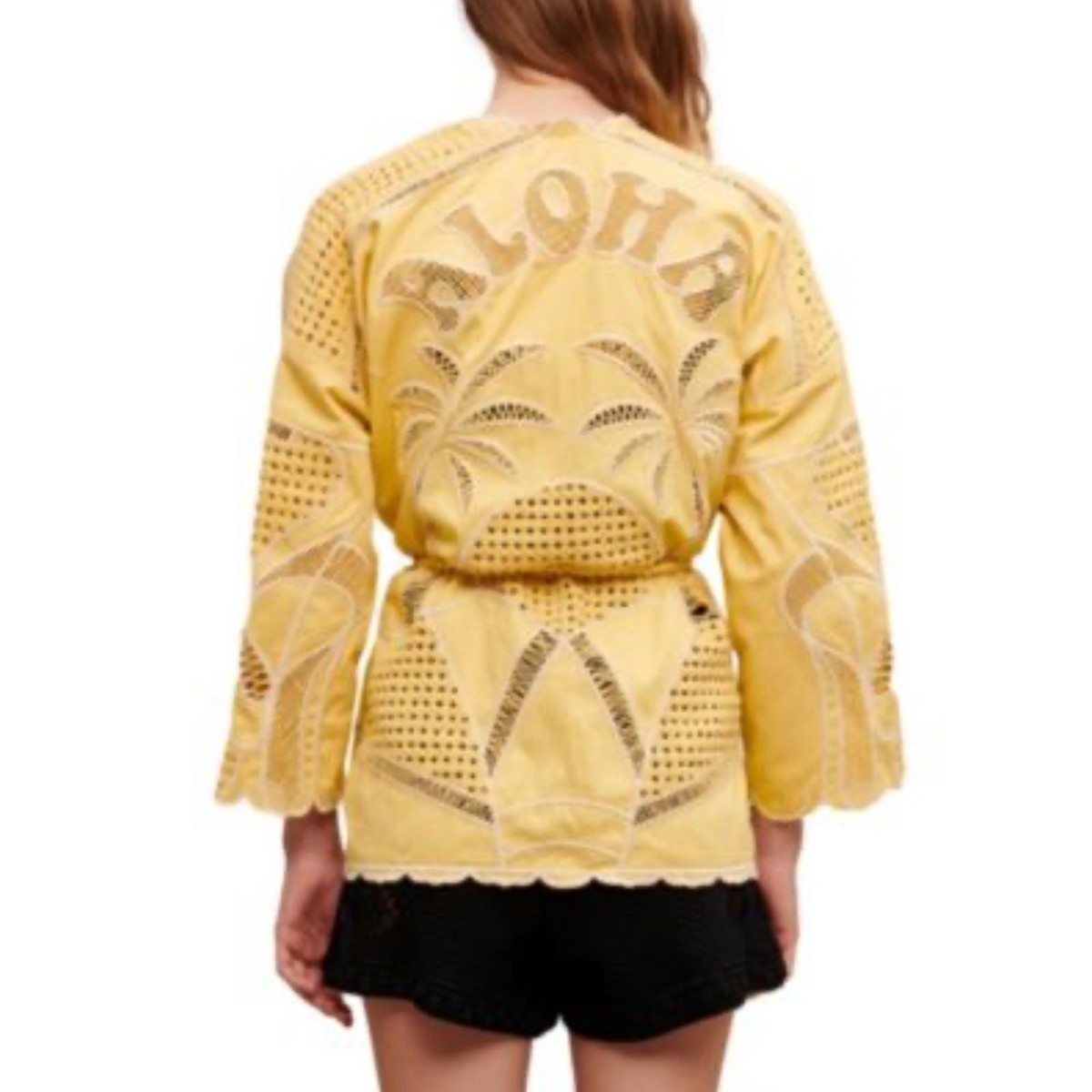 NEW NWT Maje 'ALOHA' Embroidered Kimono Jacket Yellow size 38 | eBay