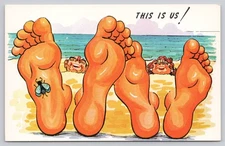 Vintage Comic Beach Postcard This Is Us Feet Fly Tichnor Bros