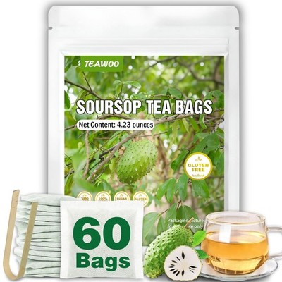 Soursop Tea Bags, 60 Packs 100% Natural Soursop Leaves Hojas de Guanabana, Su...