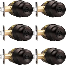Probrico Ball Privacy Door Knobs Bed and Bath 6 Pack, Oil Rubbed Bronze 