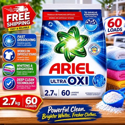 Ariel Ultra Oxi Original Scent Laundry Detergent Powder 2.7 kg 60 Loads