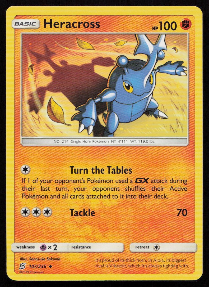 Heracross 107/236 Uncommon Unified Minds Pokemon Lightly Played