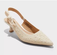 Women's Milan Pearl Slingback Heels - A New Day Size 7
