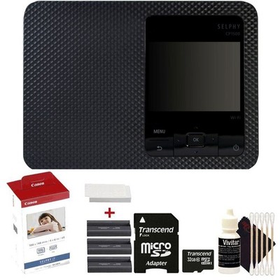 Bundle: Canon SELPHY CP1500 Compact Photo Printer Black w/ Color Ink 4x6 Paper