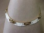 Vintage Monet Necklace Gold Tone Cream Enamel ~ Choker / Collar ~ 15 1/2" ~ 39cm