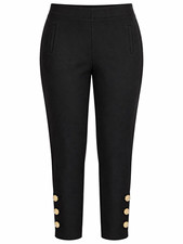 Chico's Women s 0.5 Black Pull On Skinny Ankle Pants Knit Stretch Button 26