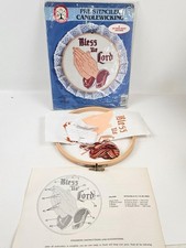 Vintage Colortex Candlewicking Kit Bless Us Lord Praying Hands Pre Stenciled