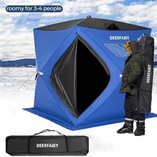 3-4 Person Portable Ice Shelter Pop-Up Ice Fishing Shanty Tent with Carrying Bag