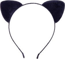 Velvet Cat Ears Headband,Black Plush Cat Headpiece Cute Cat Costume Accessories