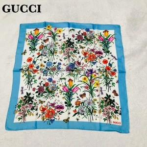 Rare GUCCI 100% silk scarf with floral and butterfly print made in Italy Japan