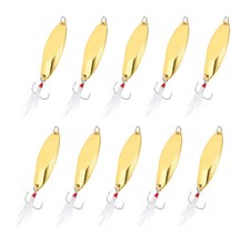 10Pcs 4/5 oz Metal Fishing Spoons Fishing Lures Casting Spoon, Gold Tone