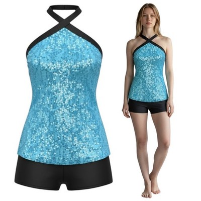 Shakedown Adult Large Dance Costume WITHOUT Sleeves Sequin Fringe Top-Shorts New